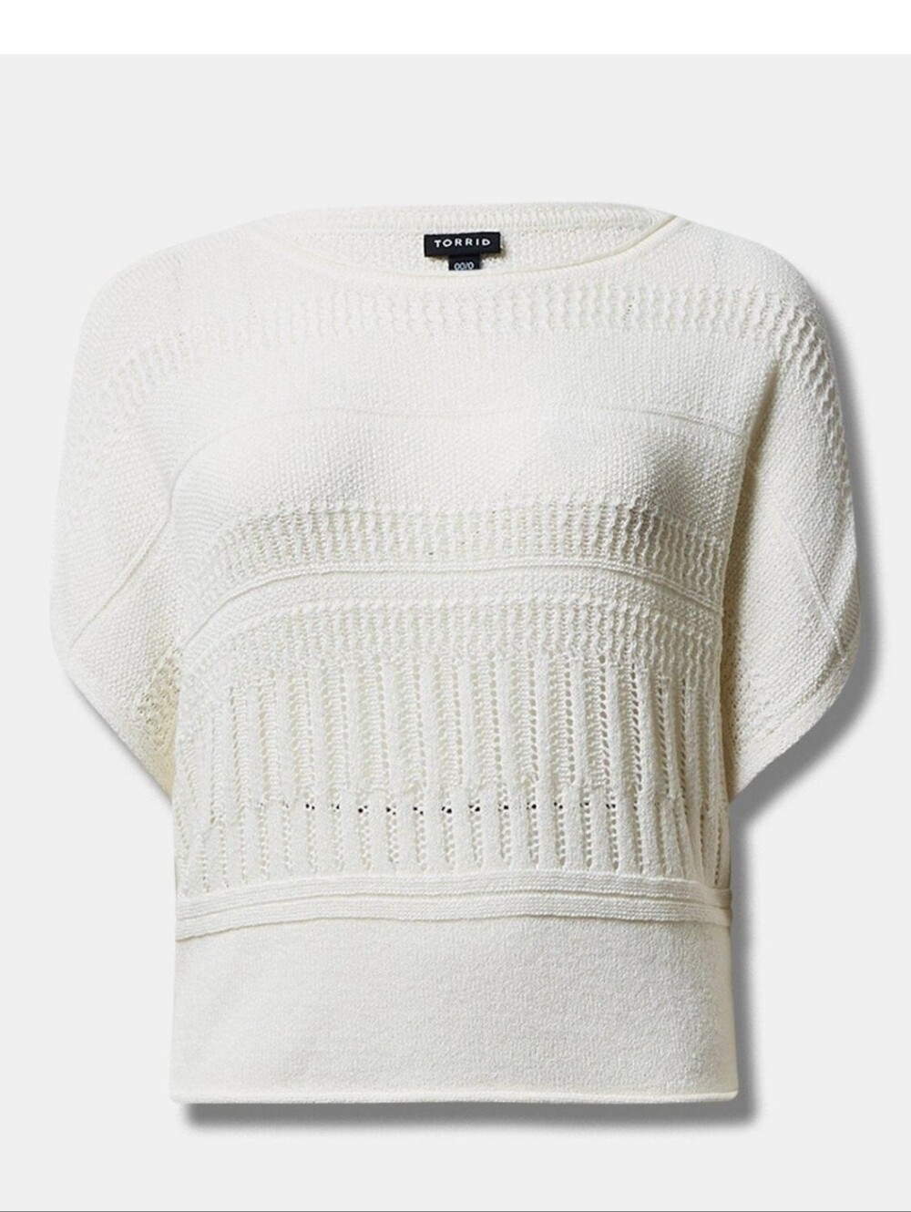 Torrid Pointelle Boat Neck Boxy Cropped Knit Sweater Pristine 5/6 NWT $49.50